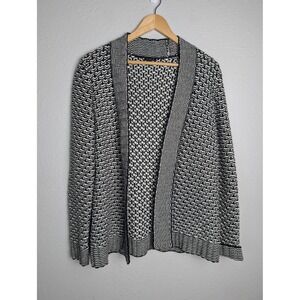 Talbots Cardigan Sweater Womens S Black Chunky-Knit Open Collared Long Sleeve